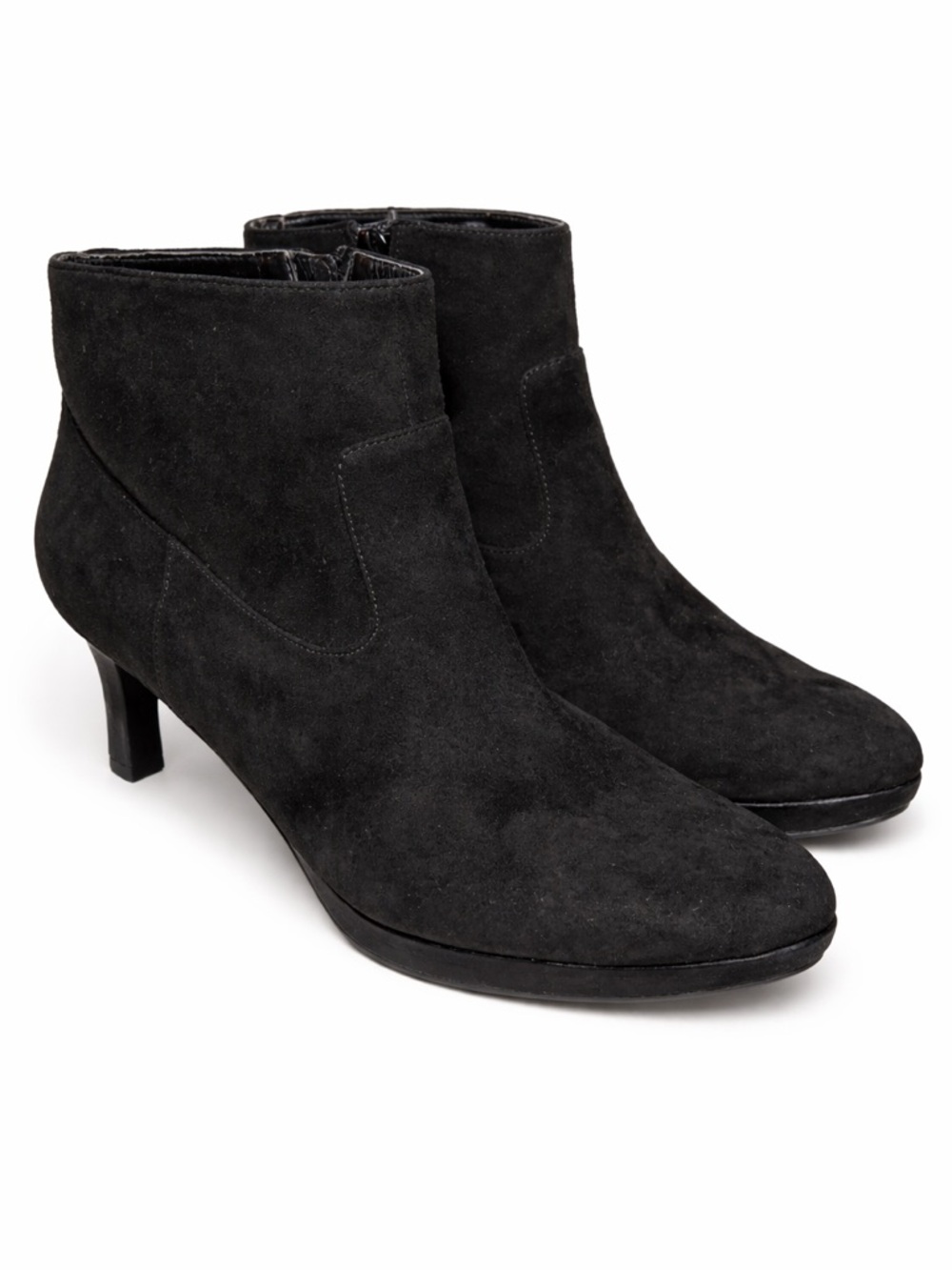 Rockport Black Suede Ankle Booties Women’s 9 Heeled Zip Classic Chic Holiday